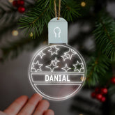 Personalised LED Christmas Bauble By KreateSquare Rechargeable 5 Flash Mode & 7 Colour Changing LED Tree Decoration Custom Name - Blink Star Design