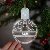 Personalised LED Christmas Bauble By KreateSquare Rechargeable 5 Flash Mode & 7 Colour Changing LED Tree Decoration Custom Name - Christmas Tree Design