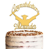 Personalised Graduation Acrylic Cake Topper by KreateSquare | Custom Colour Any Name Premium Mirrored Acrylic Finish