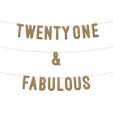 21 and Fabulous Glitter Banner 7Inch By KreateSquare Celebrate Twenty-One Birthday & Wedding Anniversaries Milestone Party Decorations