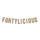 Fortylicious Glitter Banner By KreateSquare Happy 40th Birthday & Anniversary Décor Sparkling Milestone Party Decorations