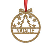 Personalised Christmas Bauble By KreateSquare 950 GSM Double Sided Glitter Xmas Tree Decoration Custom Name Baubles - Star Tree Design