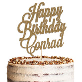 Personalised Happy Birthday Glitter Cake Topper by KreateSquare | Custom Colour Any Name Premium 950 GSM Glitter Finish