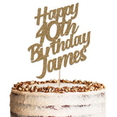 Personalised Happy Birthday Glitter Cake Topper by KreateSquare | Custom Colour Any Name & Any Age Premium 950 GSM Glitter Finish