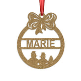 Personalised Christmas Bauble By KreateSquare 950 GSM Double Sided Glitter Xmas Tree Decoration Custom Name Baubles - Snow Man Design