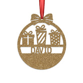 Personalised Christmas Bauble By KreateSquare 950 GSM Double Sided Glitter Xmas Tree Decoration Custom Name Baubles - Gifts Bow Design