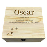 Personalised Pet Memorial Wooden Keepsake Box by KreateSquare – Memory Box for Bereavement, Remembrance Paw Print Design