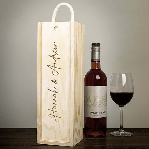 Personalised Couple Wooden Wine Box By KreateSquare Customise with Any Name Ideal Valentines, Annivesary and Wedding Gift