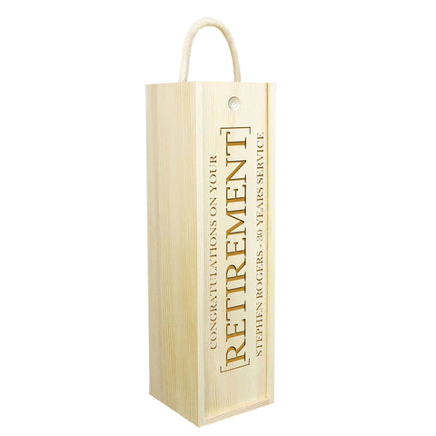 Personalised Retirement Wooden Wine Box By KreateSquare Customise with Any Name Ideal  Leaving Present, Retirement Gift