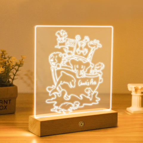 Personalised Night Light by KreateSquare Customise with Any Name, Perfect LED Lamp Bedroom Décor Gift for New Born, 1st Birthday – Animal Design