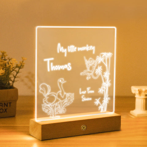 Personalised Night Light by KreateSquare Customise with Any Name, Perfect LED Lamp Bedroom Décor Gift for New Born, 1st Birthday – Jungle Design