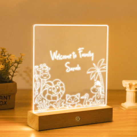 Personalised Night Light by KreateSquare Customise with Any Name, Perfect LED Lamp Bedroom Décor Gift for New Born, 1st Birthday – Animal Design