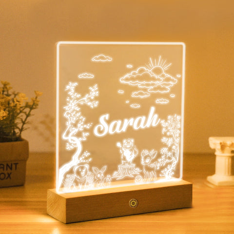 Personalised Night Light by KreateSquare Customise with Any Name, Perfect LED Lamp Bedroom Décor Gift for New Born, 1st Birthday – Jungle Design