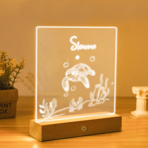 Personalised Night Light by KreateSquare Customise with Any Name, Perfect LED Lamp Bedroom Décor Gift for New Born, 1st Birthday – Turtle Design