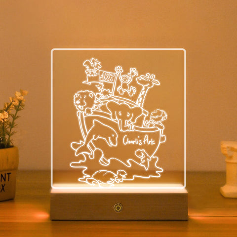 Personalised Night Light by KreateSquare Customise with Any Name, Perfect LED Lamp Bedroom Décor Gift for New Born, 1st Birthday – Animal Design