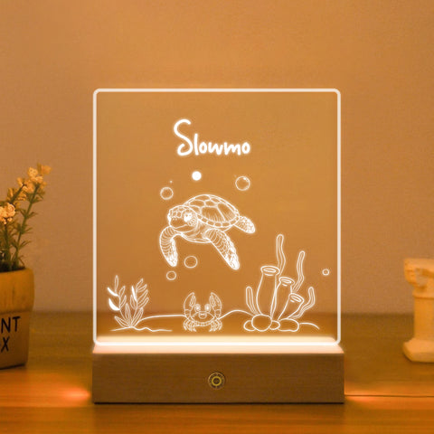 Personalised Night Light by KreateSquare Customise with Any Name, Perfect LED Lamp Bedroom Décor Gift for New Born, 1st Birthday – Turtle Design