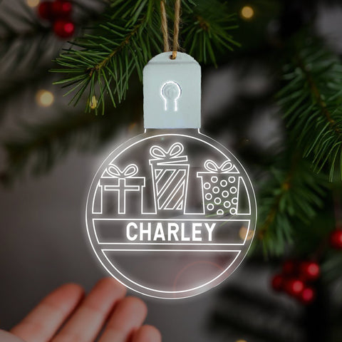 Personalised LED Christmas Bauble By KreateSquare Rechargeable 5 Flash Mode & 7 Colour Changing LED Tree Decoration Custom Name - Christmas Gift Design