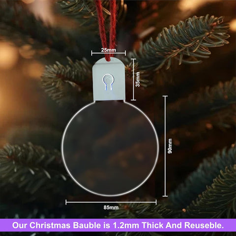 Personalised LED Christmas Bauble By KreateSquare Rechargeable 5 Flash Mode & 7 Colour Changing LED Tree Decoration Custom Name - Name Tag Design