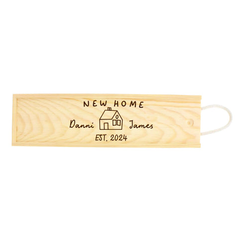 Personalised New Home Wooden Wine Box By KreateSquare Customise with Any Name and Date Ideal Gift for Housewarming Home Design