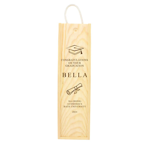 Personalised Graduation Wooden Wine Box By KreateSquare Customise with Any Name and Date