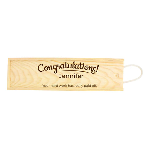 Personalised Congratulations Wooden Wine Box By KreateSquare Customise with Any Name Ideal Housewarming, New Job, Graduation Gift