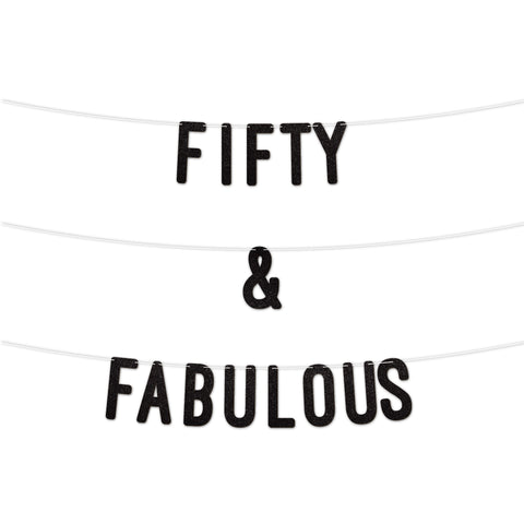 50 and Fabulous Glitter Banner 7Inch By KreateSquare Celebrate Fifty Birthday & Wedding Anniversaries Milestone Party Decorations