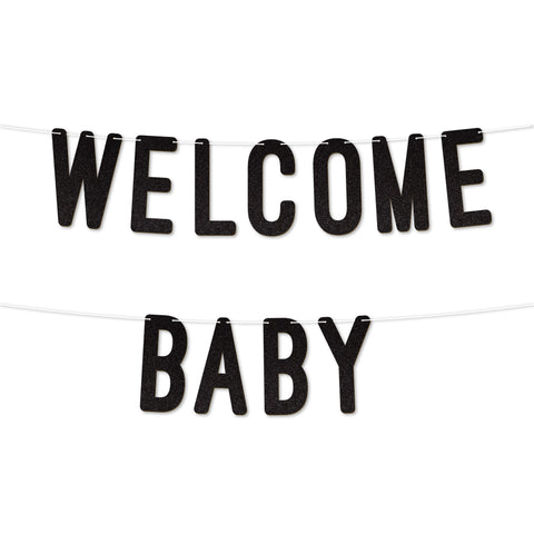 Welcome Baby Glitter Banner By KreateSquare Perfect for Gender Reveal & Party Decorations Boy or Girl Baby Shower Party Supplies 7 Inch