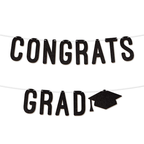 Congrats Grad Graduation Banner By KreateSquare 900 GSM Glitter Banner for University & College Grad Parties Graduation Celebration Decoration