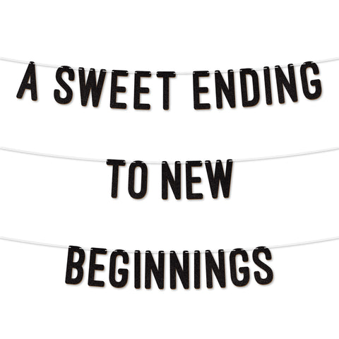 A Sweet Ending to New Beginnings Graduation Banner By KreateSquare 900 GSM Glitter Banner for University & College Grad Parties Graduation Celebration Decoration