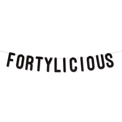 Fortylicious Glitter Banner By KreateSquare Happy 40th Birthday & Anniversary Décor Sparkling Milestone Party Decorations