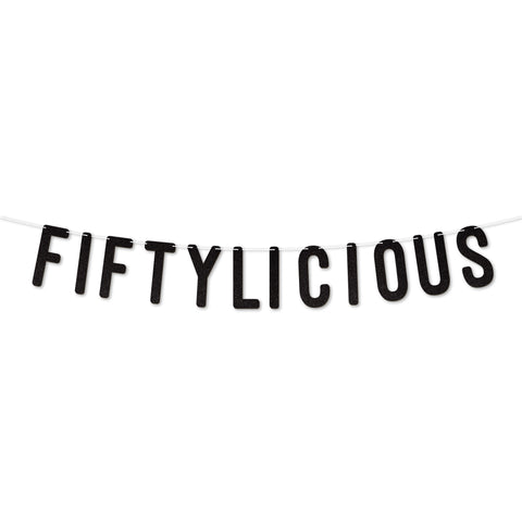 Fiftylicious Glitter Banner By KreateSquare Happy 50th Birthday & Anniversary Décor Sparkling Milestone Party Decorations