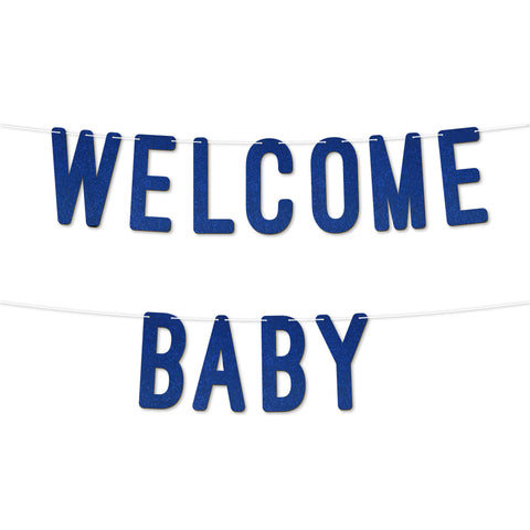 Welcome Baby Glitter Banner By KreateSquare Perfect for Gender Reveal & Party Decorations Boy or Girl Baby Shower Party Supplies 7 Inch