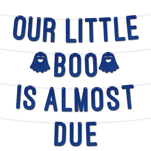 Our Little Boo Is on The Way Glitter Baby Shower Banner By KreateSquare Gender Reveal Party Garland Decoration 7 Inch