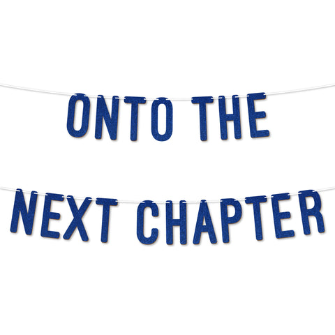 On to the Next Chapter Graduation Banner By KreateSquare 900 GSM Glitter Banner for University & College Grad Parties Graduation Celebration Decoration