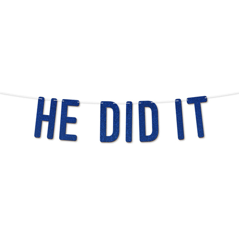 He Did It Graduation Banner By KreateSquare 900 GSM Glitter Banner for University & College Grad Parties Graduation Celebration Decoration