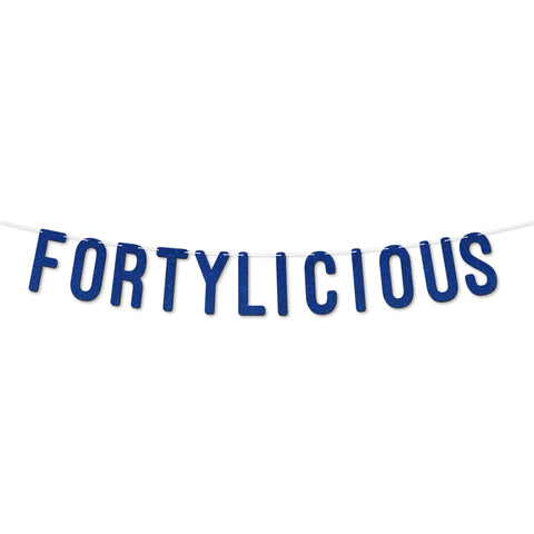 Fortylicious Glitter Banner By KreateSquare Happy 40th Birthday & Anniversary Décor Sparkling Milestone Party Decorations