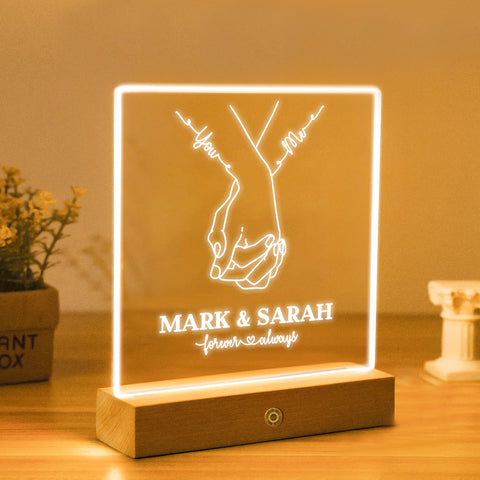 Custom Acrylic LED Night Light By KreateSquare for Couple Wedding Anniversary Gift Couple Bedside Lamp