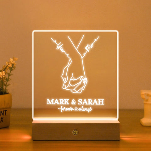 Custom Acrylic LED Night Light By KreateSquare for Couple Wedding Anniversary Gift Couple Bedside Lamp