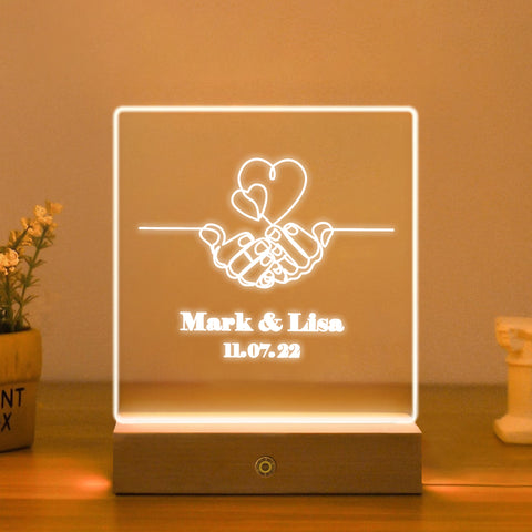 Custom Acrylic LED Night Light By KreateSquare for Couple Wedding Anniversary Gift Couple Bedside Lamp