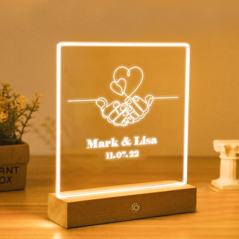 Custom Acrylic LED Night Light By KreateSquare for Couple Wedding Anniversary Gift Couple Bedside Lamp