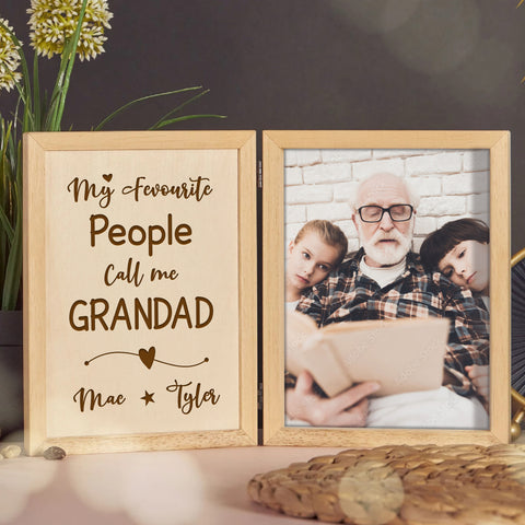 Wooden Photo Frame for Grandpa By KreateSquare with Oak Wood Finish Engrave Any Custom Message Ideal for Christmas Fathers Day or Birthday Gift