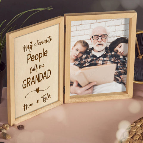 Wooden Photo Frame for Grandpa By KreateSquare with Oak Wood Finish Engrave Any Custom Message Ideal for Christmas Fathers Day or Birthday Gift