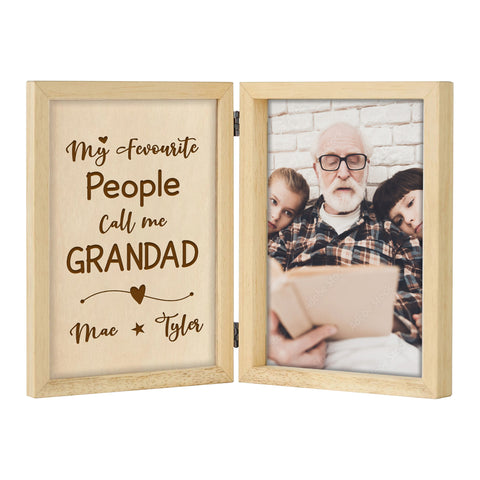 Wooden Photo Frame for Grandpa By KreateSquare with Oak Wood Finish Engrave Any Custom Message Ideal for Christmas Fathers Day or Birthday Gift