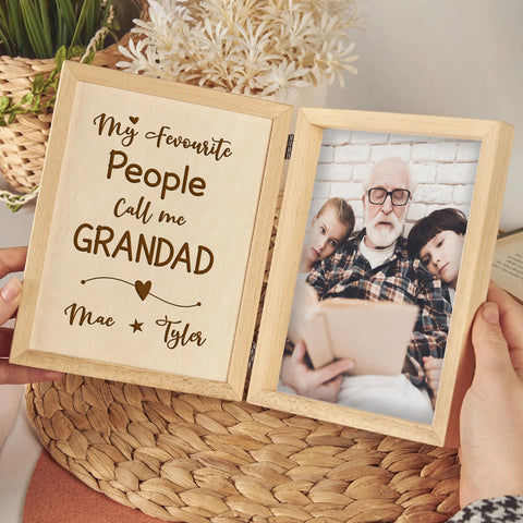 Wooden Photo Frame for Grandpa By KreateSquare with Oak Wood Finish Engrave Any Custom Message Ideal for Christmas Fathers Day or Birthday Gift