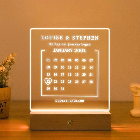 Personalised Acrylic Night Light LED Lamp By KreateSquare for Couple Wedding Anniversary Birthday Gift for Her & Him