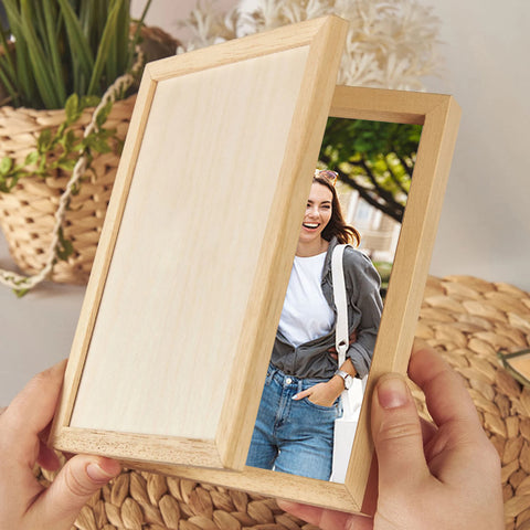 Wooden Photo Frame for Couple By KreateSquare with Oak Wood Finish Engrave Any Custom Message Ideal for Wedding, Anniversary or Birthday Gift