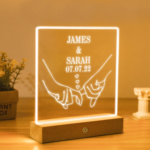 Personalised Night LED Light, Couple Bedside Lamp By KreateSquare for Couple Wedding Anniversary Gift