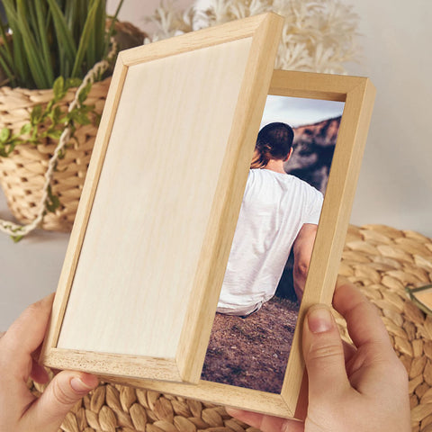 Wooden Photo Frame for Couple By KreateSquare with Oak Wood Finish Engrave Any Personalised Message Ideal for Christmas Anniversary Gift