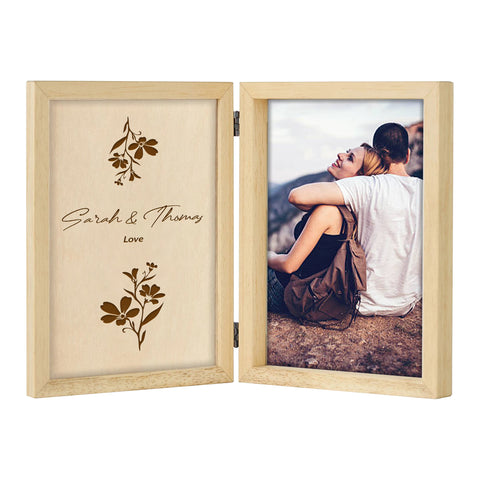 Wooden Photo Frame for Couple By KreateSquare with Oak Wood Finish Engrave Any Personalised Message Ideal for Christmas Anniversary Gift