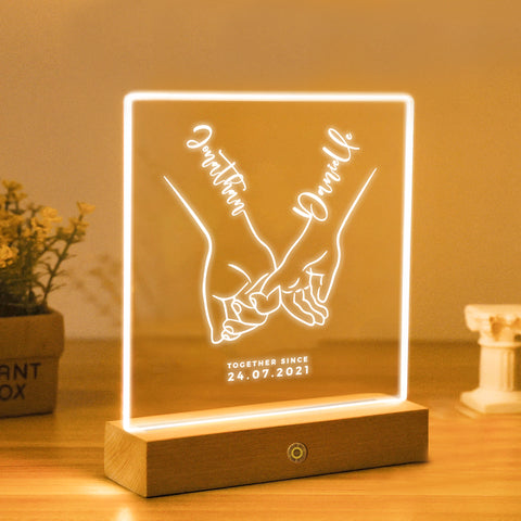 Custom Acrylic LED Night Lamp Light By KreateSquare for Couple Valentine Wedding Anniversary Gift for Him & Her